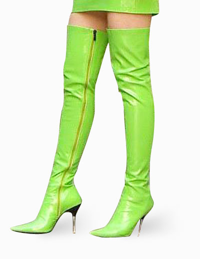 Grüne Overknees mit Reißverschluss und Spike Heels от Milanoo WW