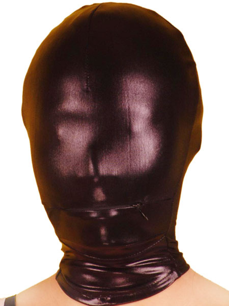 Image of Carnevale Cappuccio nero in gomma metallizzata unisex per adulti Halloween
