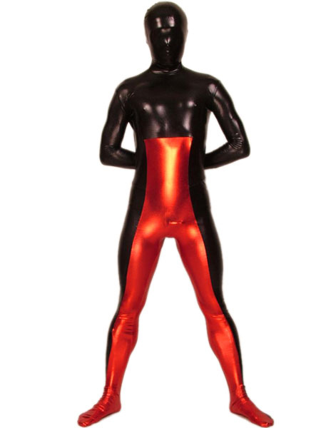 Image of Carnevale Red And Black Metallic Shiny Suit Zentai Halloween