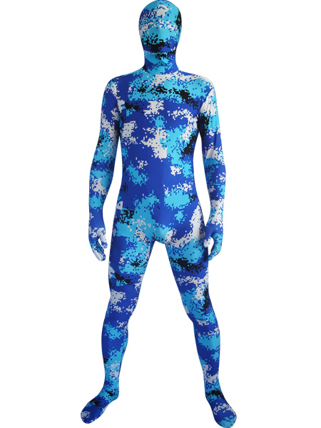 Image of Blu mimetico Lycra Zentai Suit Carnevale