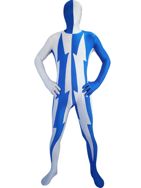 Image of Carnevale Matchcolor bianco e blu Lycra Zentai Suit Halloween