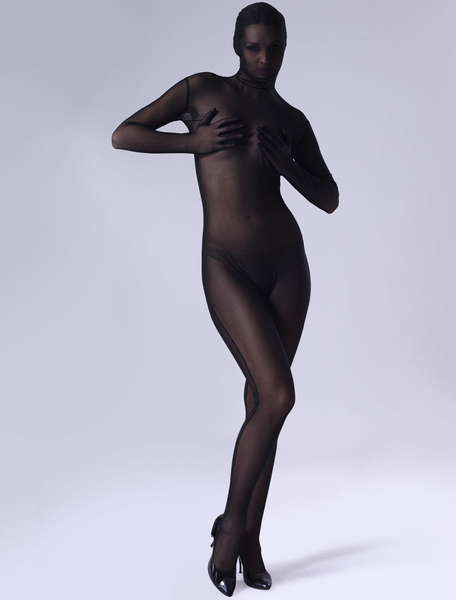 Milanoo Carnival Zentai Suit Tiffany Black Full Bodysuit Carnival