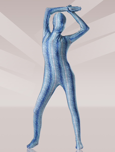 Image of Carnevale Blue Water Snakeskin Lycra Suit Zentai Unisex Motif Halloween