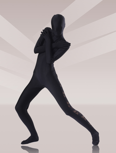 Image of Carnevale Black Lace Unisex Lycra Zentai Suits Halloween