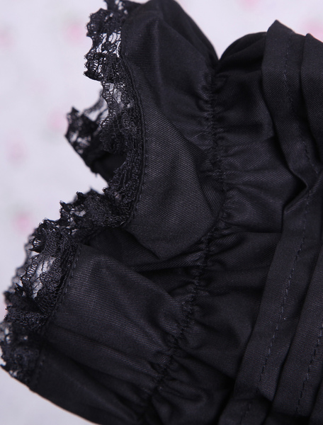 Milanoo Cotton Black Lolita Blouse Short Sleeves Bow Ruffles от Milanoo WW