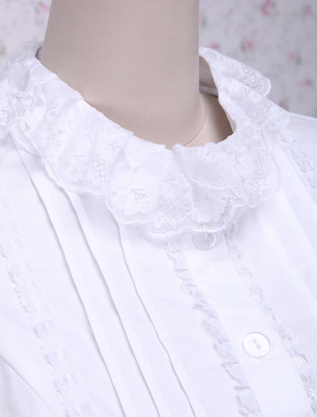 Milanoo White Lace Long Sleeves Lolita Cotton Blouse от Milanoo WW