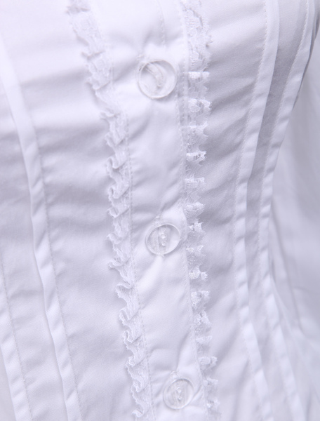 Milanoo Cotton White Ruffles Long Sleeves Lolita Blouse от Milanoo WW