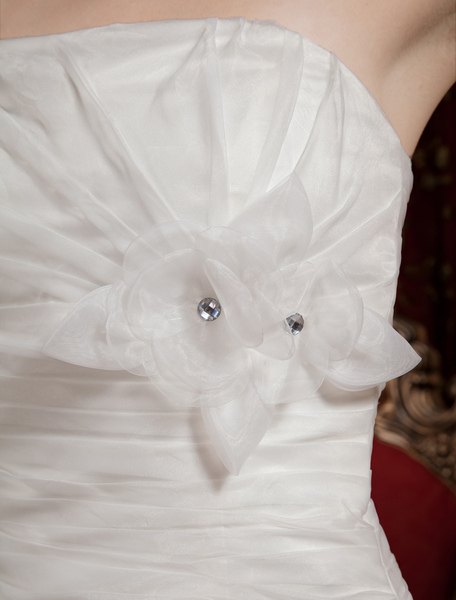 Hübsches Brautkleid aus Tüll mit Blumen-Applikation in Elfenbeinfarbe от Milanoo WW