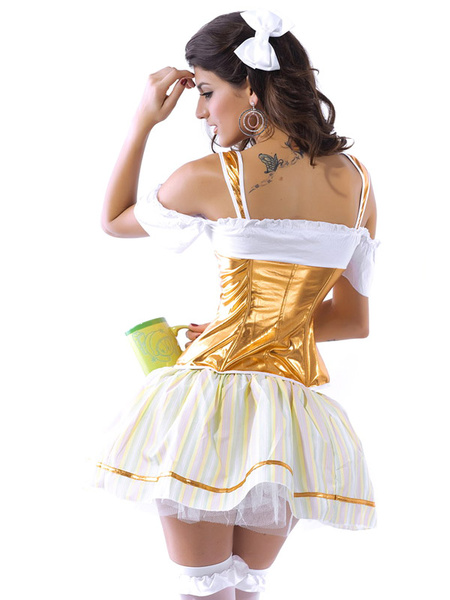 Faszinierendes Maid Kostüm mit Trägern in Golden от Milanoo WW