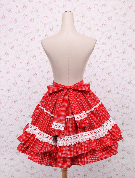 Milanoo Cotton Red Lace Ruffles Bow Lolita Skirt от Milanoo WW