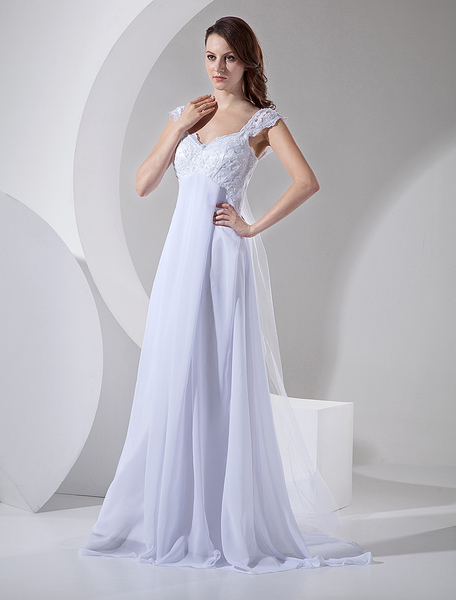 Etui-Brautkleid mit V-Ausschnitt in Weiß от Milanoo WW