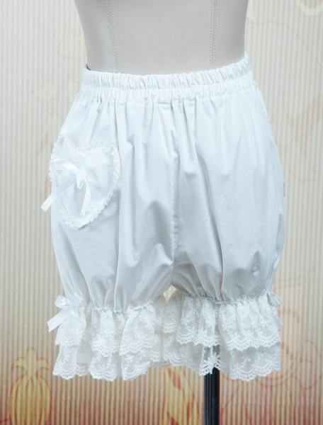 Image of Pantaloncini di cotone bianco bella Lolita