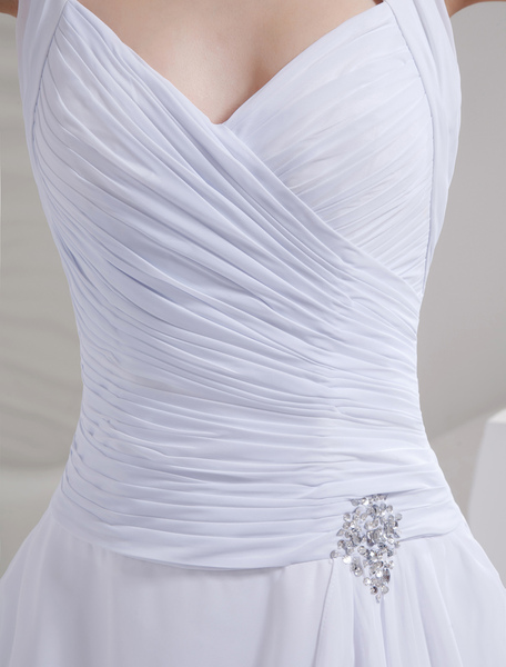 Elegantes A-Linie Brautkleid aus Chiffon mit Halter und Herz-Aisschnitt in Weiß от Milanoo WW