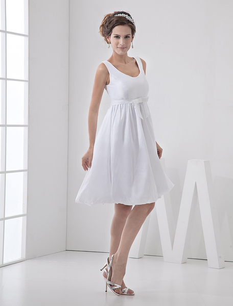 Milanoo A-Linie-Brautkleid aus Taft in Weiß