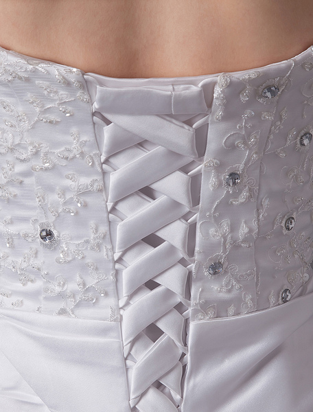 Romantisches Etui-Brautkleid aus Satin mit Herz-Ausschnitt und Spitzen in Weiß от Milanoo WW