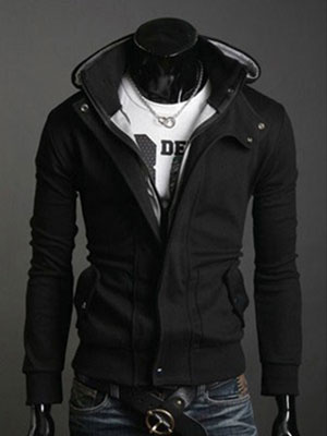 Image of Men Hoodie Black Assassins Creed Hoodie Long Sleeve Full Zip Sweatshirt