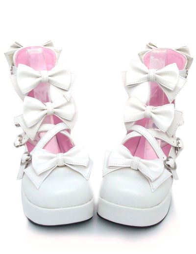 Milanoo Sweet Chunky Heels Lolita Shoes Platform Bow Decor Round Toe