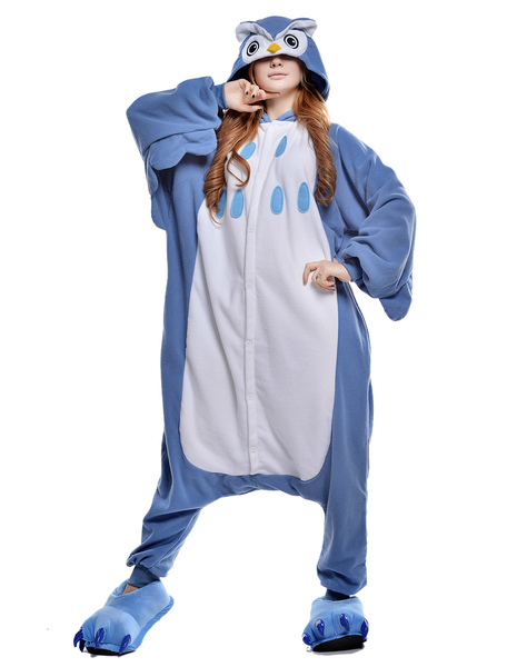 Image of Kigurumi Pajama Owl Onesie For Adult fleece Flannel Animal Costume Halloween