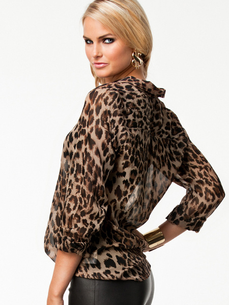 Damen Hemd aus Chiffon in Leopard-Korn Optik от Milanoo WW