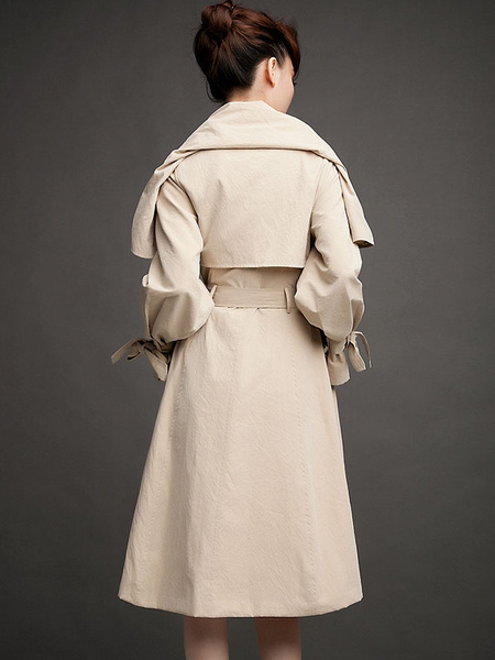 Eleganter weißer Mantel mit Umlegekragen und Schleife от Milanoo WW