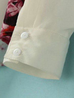 Damen Bluse in Weiß aus Chiffon mit Umlegekragen und Print от Milanoo WW