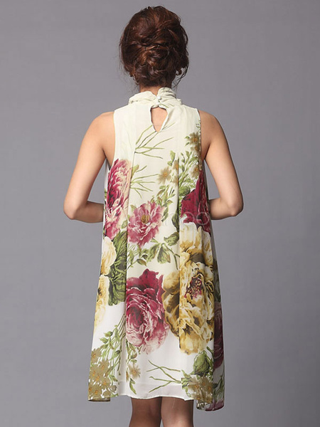Retro-Kleid aus Seide mit Printmuster от Milanoo WW
