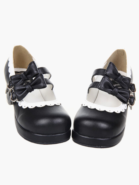 Image of Dolce Lolita Chunky tacchi quadrati scarpe archi tagliare punta tonda