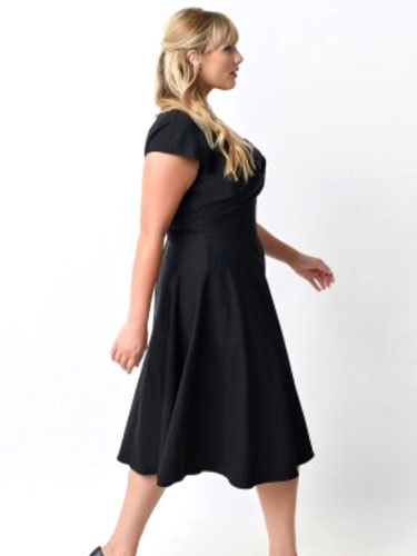 Plus Size Vintage Kleid Cap Sleeve Schatz Skater Kleid от Milanoo WW