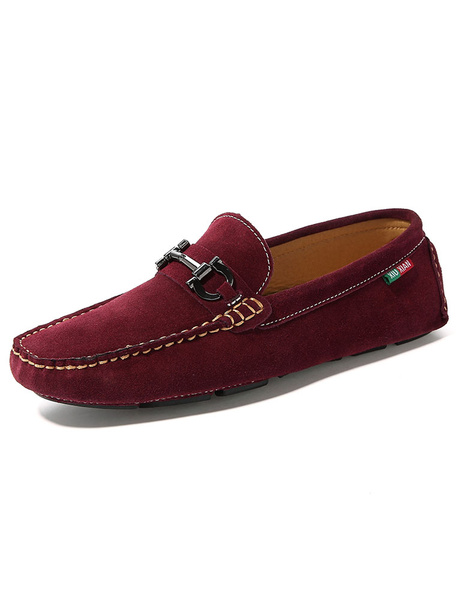 

Men's Loafers Shoes Suede Round Toe Metal Details Casual Slip On Shoes, Blue;grey;burgundy