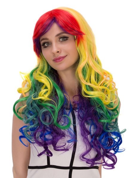

Halloween Hair Wigs Women's Multi Color Long Curly Synthetic Wigs, Golden