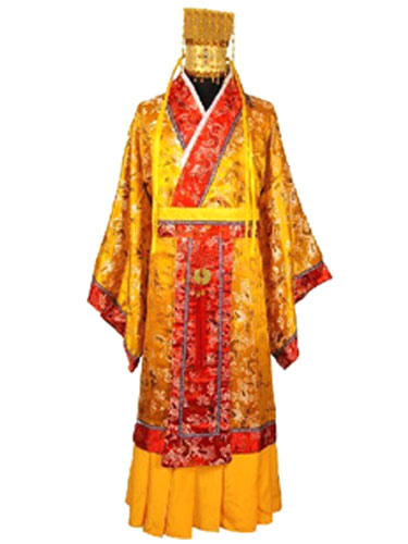 Image of Halloween Chinese Costume Fancy Dress Imperial Robe Ancient Empress Dragon Satin Gown Set In 3 Piece