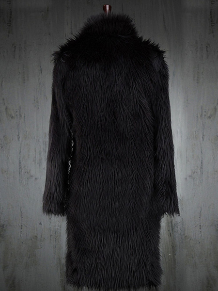 Faux Fur Coat Plus Size Turndown Collar Overcoat Turndown Collar Long Sleeve Men Coat