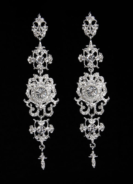 Milanoo Silver Wedding Earrings Alloy Rhinestone Bridal Drop Earrings