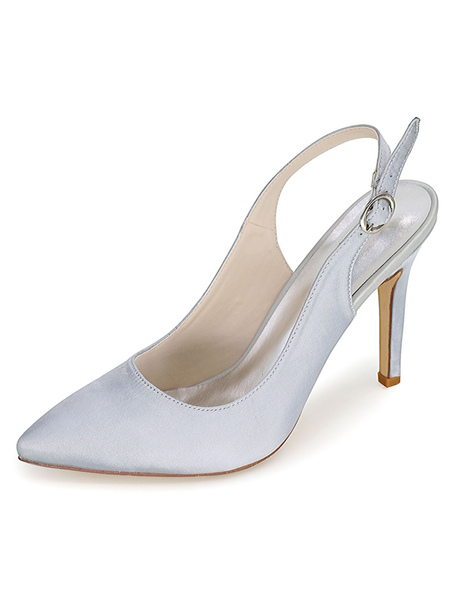 

Pointed Toe Satin Evening and Bridal Sandals, Purple;white;red;ivory;silver;blue;champagne