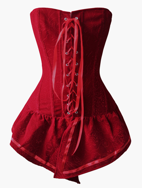 Image of Red Piping Polyester Corsets For Women