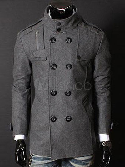 Schicker Herren Mantel Grau kurzer Mantel für Männer от Milanoo WW