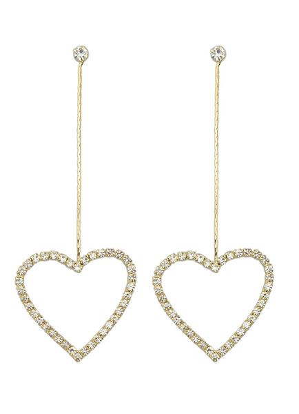 

Gold Drop Earrings Women's Alloy Rhinestone Heart Shape Dangle Earrings, Silver;blond