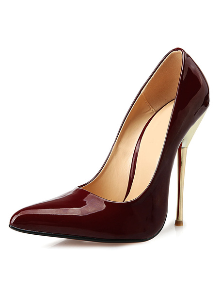 

Burgundy Sexy Shoes High Heel Pointed Toe Stiletto Heel Slip On Pumps, Burgundy;red;white;black