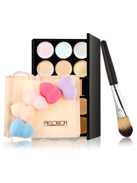

Makeup Combo Set Earth Tone Eyeshadow Palette And Brush With Beauty Sponge In Random Color, Apricot
