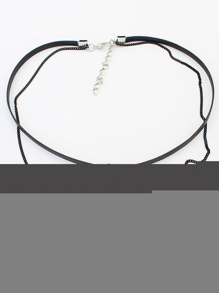

Black Choker Necklace Tiered Women's Rhinestones Heart Pendant Necklace
