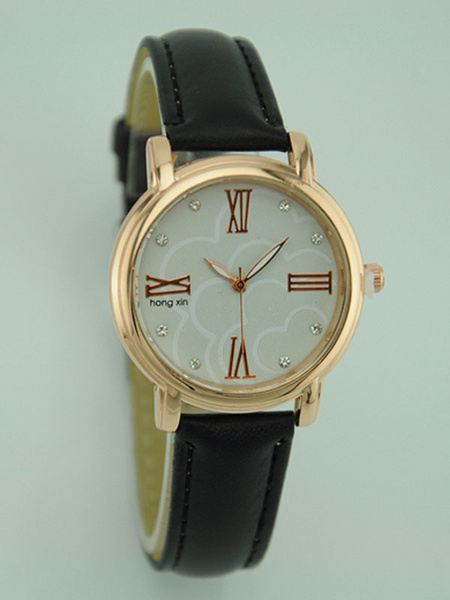 Stilvoller Armbanduhr für Damen im casualen Stil römischen Ziffern Strass Zifferblatt Leder от Milanoo WW