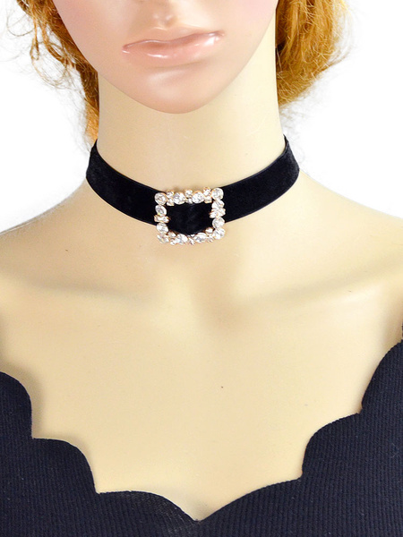 

Black Choker Necklace Women's Rhinestones Beaded Short Necklace