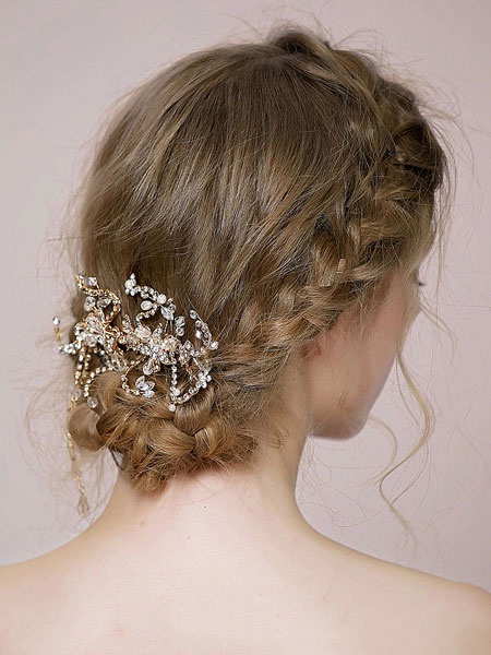 

Vintage Wedding Headpieces Gold Tone Crystal Pearl Bridal Hair Combs, Blond