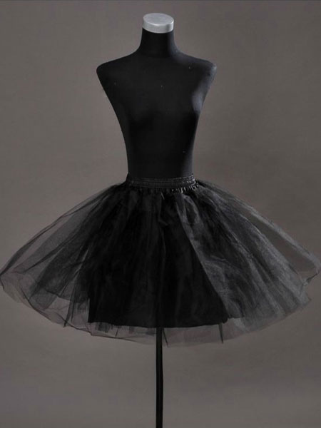 

Short Wedding Petticoat Tulle Black Boneless Flare Bridal Petticoat, Black;ivory
