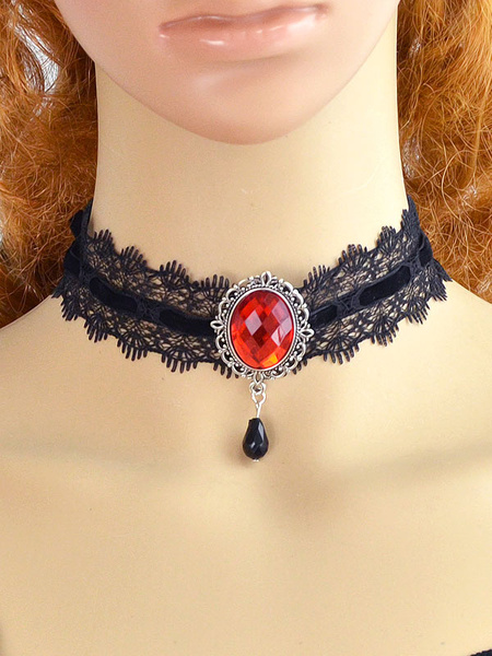 

Black Choker Necklace Lace Vintage Women's Beaded Short Necklace