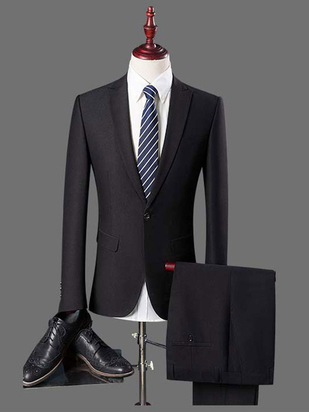 

Black Wedding Suit Tuxedo Prom Suit Single Breasted Peak Lapel Center Vent Two Piece Formal Suit