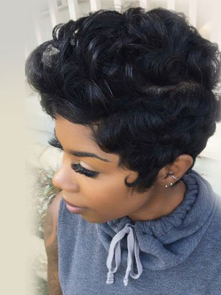 

Short Curly Wigs Black Women's Tousled Human Hair Wigs