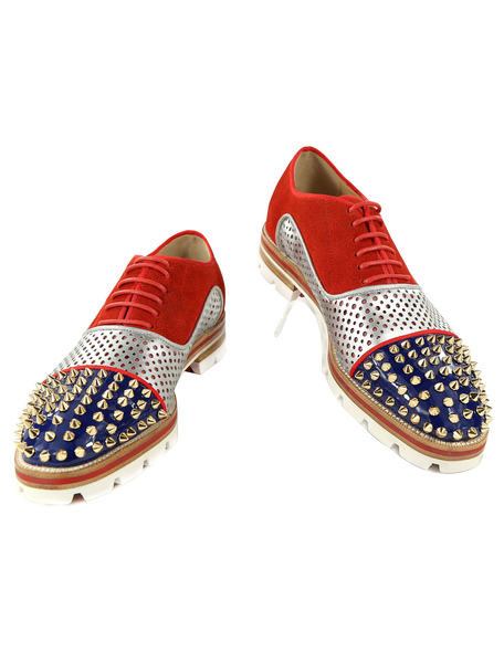 Derbies 2022 Populaires chaussures homme en cuir rouge color-block avec rivet