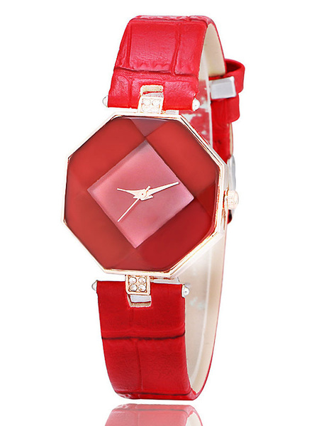 Hübscher Damen Armbanduhr mit Kunstdiamanten im schicken & modischen Style Leder от Milanoo WW