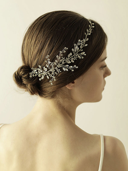 Milanoo Silver Wedding Headpieces Branch Headband Rhinestones Bridal Hair Accessories